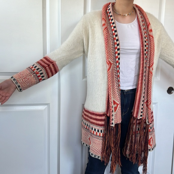 MAX SPORT acrylic southwestern knit sweater L ivory EUC - Picture 3 of 9